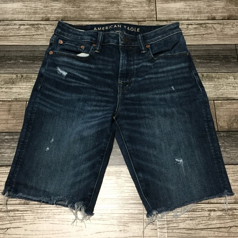 American Eagle Airflex Jean Shorts Men’s 28 Blue Denim (Inseam 9.5) Raw Hem